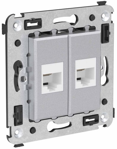 Розетка телефонная без рамки DKC Avanti 2-м. RJ12+RJ12 закаленная сталь картинка